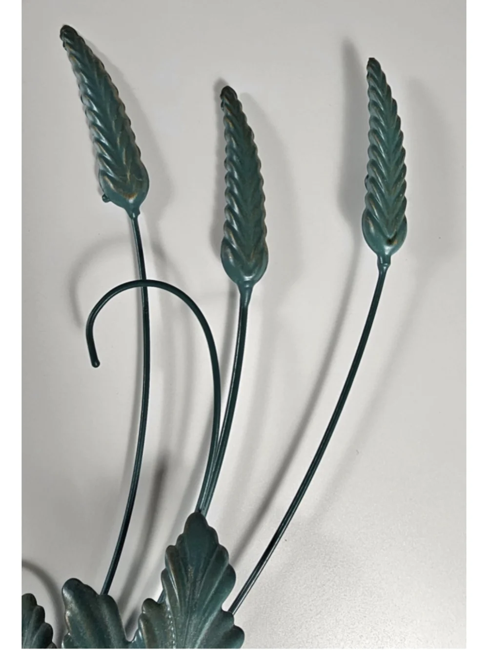 Vintage Italian Tole Wheat Sheaf Wall Art Pair 22 Mid Century Metal Leaf Plaque